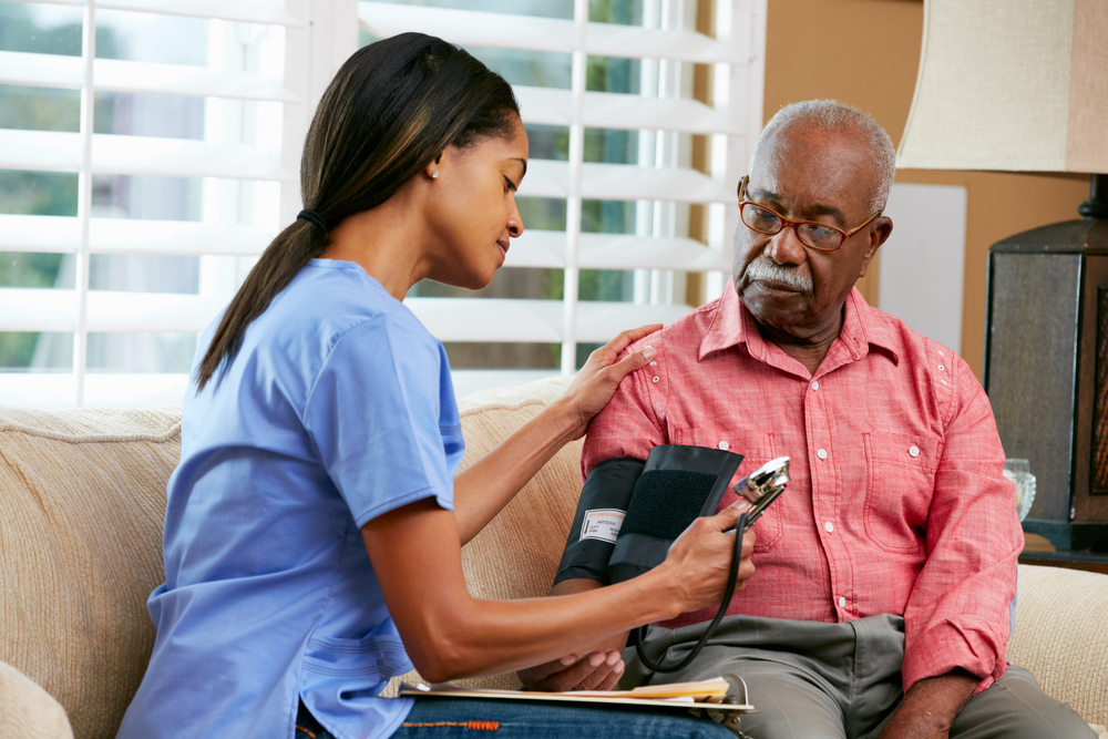 Caregiver with client at home